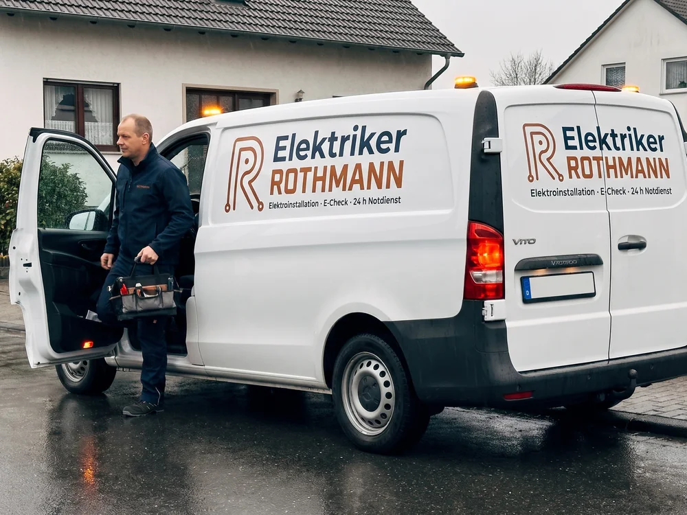 Fachkraft kommt mit Messgerät